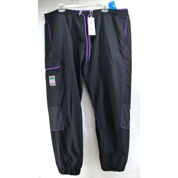 ADIDAS‎ BLACK TRACK PANTS SZ MEN'S 2XL OLD SCHOOL HIP HOP Adipolar